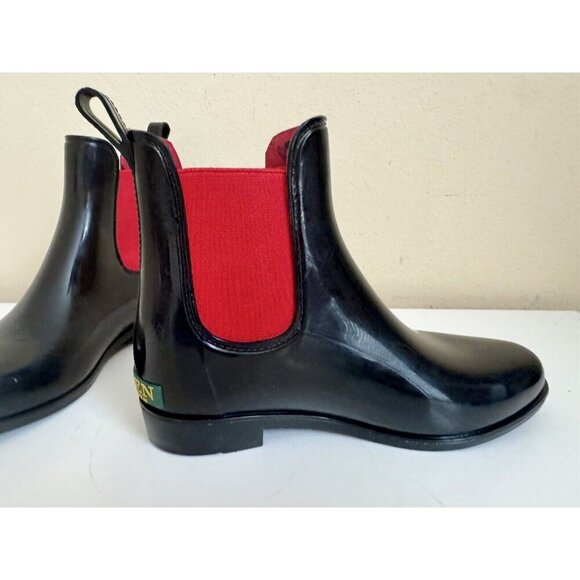 Lauren Ralph Lauren Women's Tally Short Rubber Rain Boot Ankle Black Size 6 LRL - Picture 1 of 10